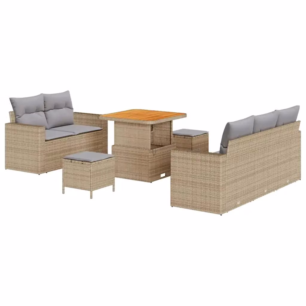 vidaXL Set Divano da Giardino 8 Pezzi a Forma di L con Cuscini Beige e Grigio – 2