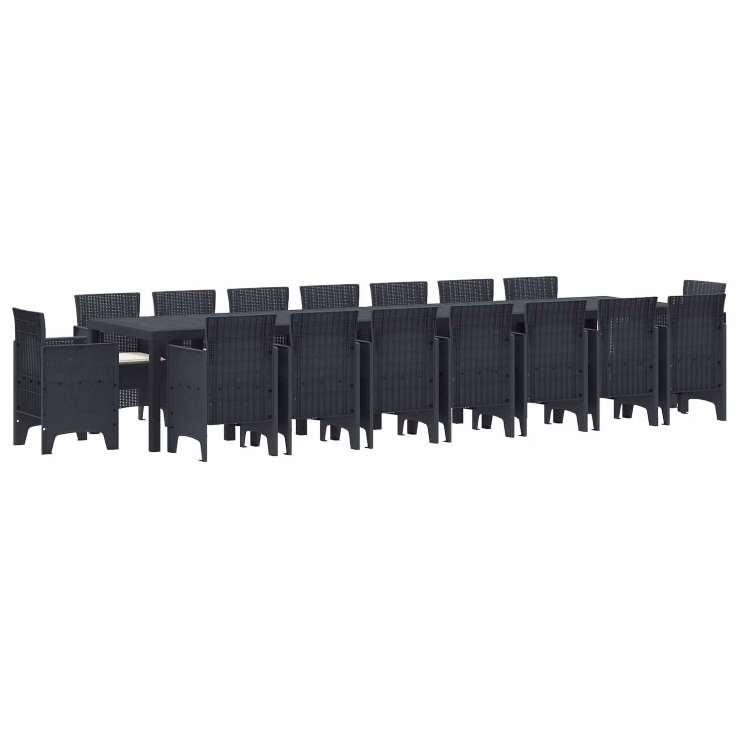 Set da pranzo da giardino vidaXL in rattan antracite con 17 pezzi e cuscini – 1