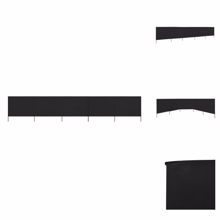 vidaXL 5 pezzi in tessuto frangivento 600 x 120 cm nero - Ombrelloni e tende da sole