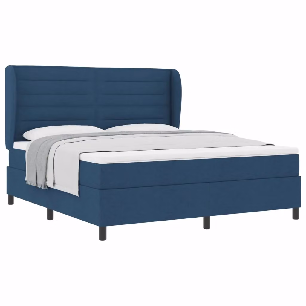 Letto a molle moderno vidaXL con materasso imbottito in tessuto blu L/P: 180 x 200 cm – 2