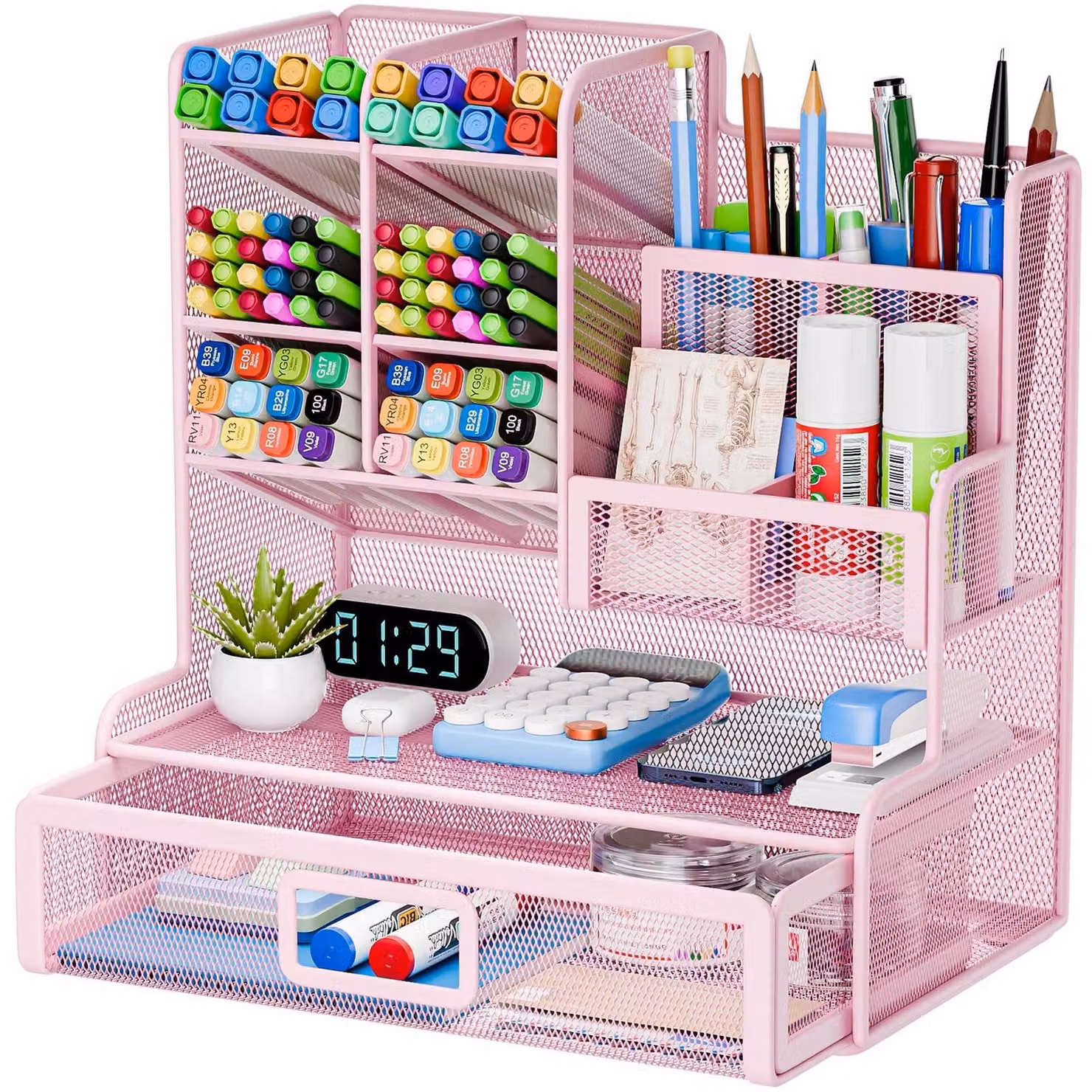 Organizzatore da scrivania con 12 scomparti e cassetti – multifunzionale, ideale per la casa e l'ufficio