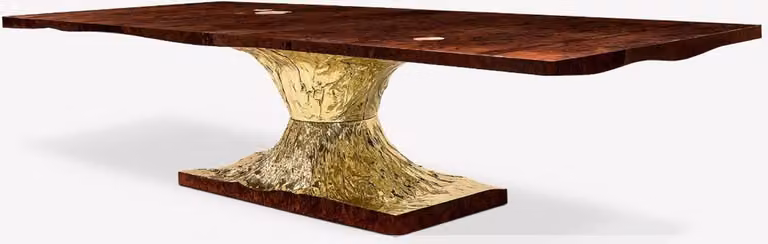 Casa Padrino tavolo da pranzo di design marrone/oro 450 x 150 x h. 76 cm - Tavolo da pranzo rettangolare - Mobili da sala da pranzo italiani - Arredamento - Qualità lussuosa - Italy