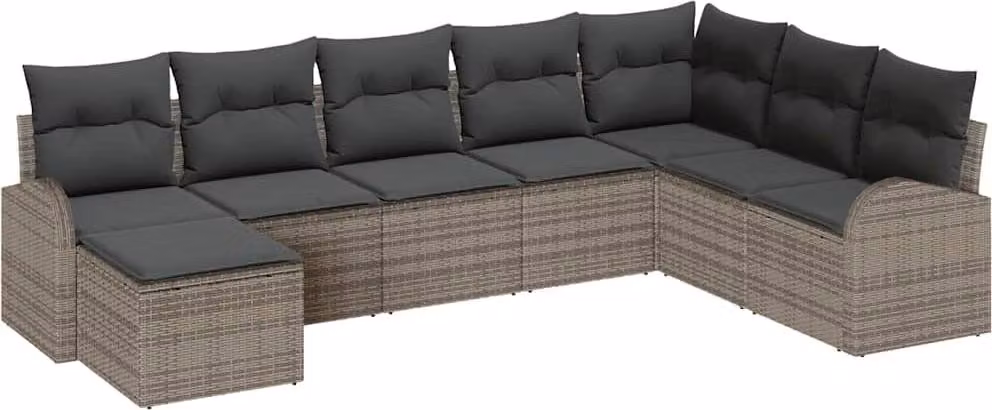 Set di divani con cuscino 8 pcs Grigio polyrattan