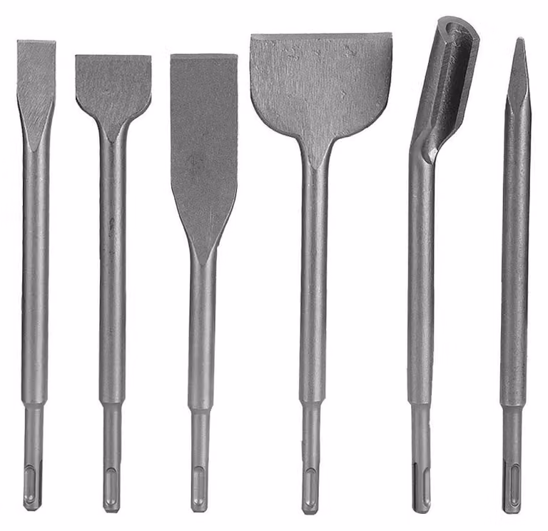 Elzusha - Set di 6 scalpelli - Set di scalpelli per intaglio, scanalatura e taglio piano - Utensile universale - Ideale per lavorazioni su cemento e pietra - Adatto per diversi materiali