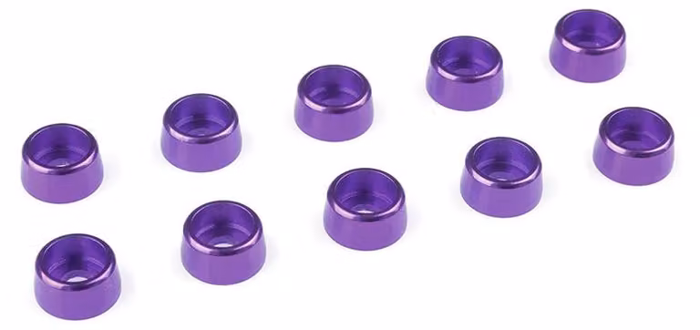 Rondella in alluminio G-Force per viti della testa del cilindro M3, diametro esterno (AD) 8 mm, colore viola, confezione da 10 pezzi / GF-0406-032