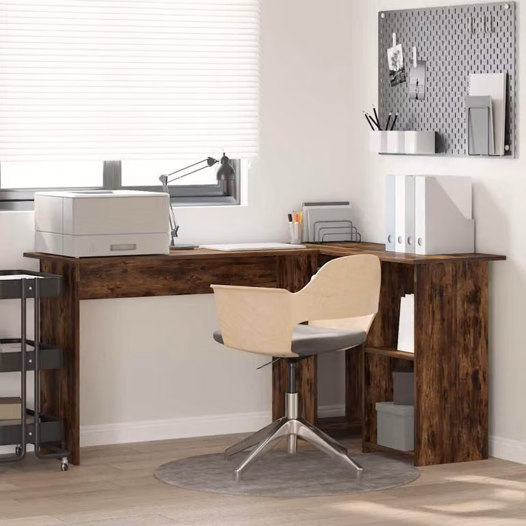 Maison Exclusive - Scrivania in legno impiallacciato effetto noce, dimensioni 142 x 102 x 73 cm