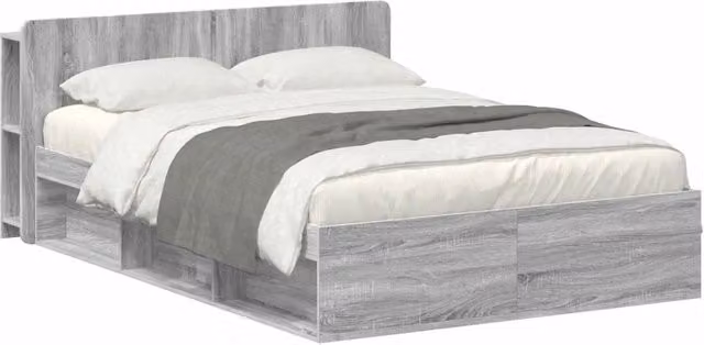 Letto matrimoniale | Letto per adulti | Telaio del letto con storage Sonoma grigio 140 x 190 cm