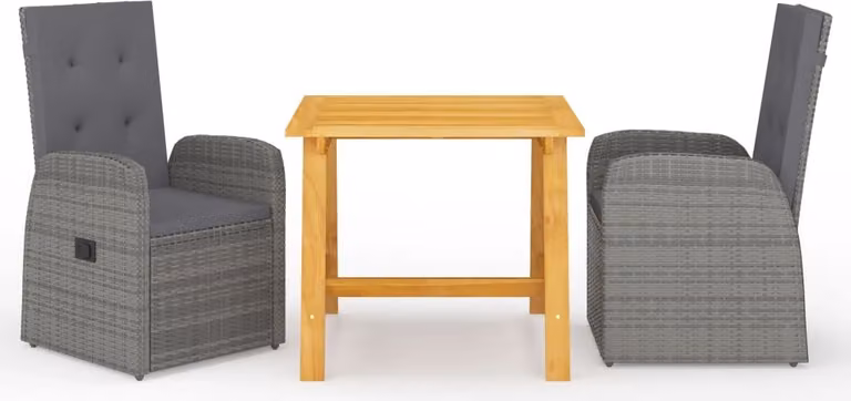 Maison Exclusive - Set da pranzo da giardino a 3 pezzi, grigio