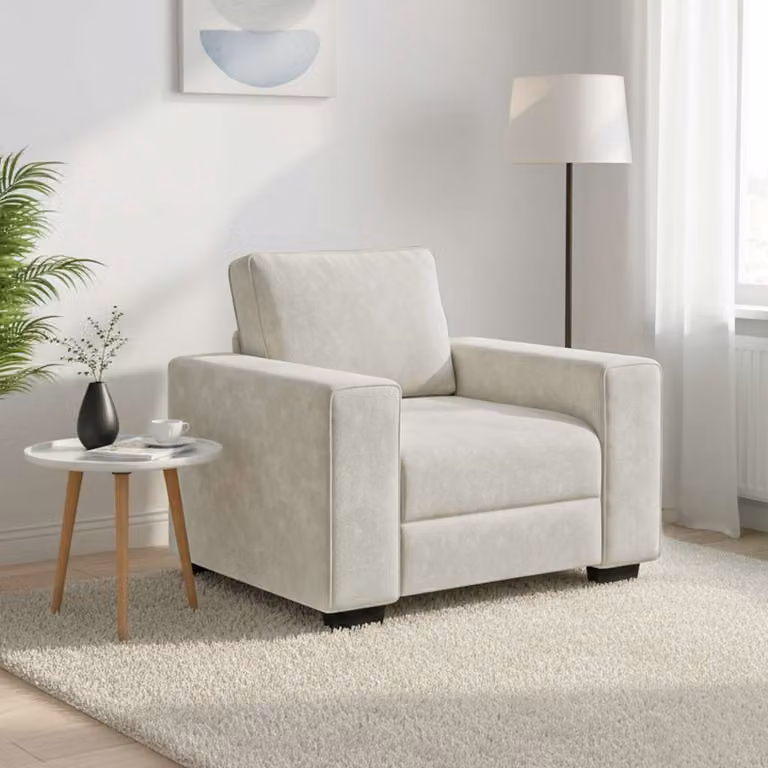 Poltrona Lounge vidaXL in Velluto Beige con Braccioli L/P/H: 100 x 77 x 82 cm