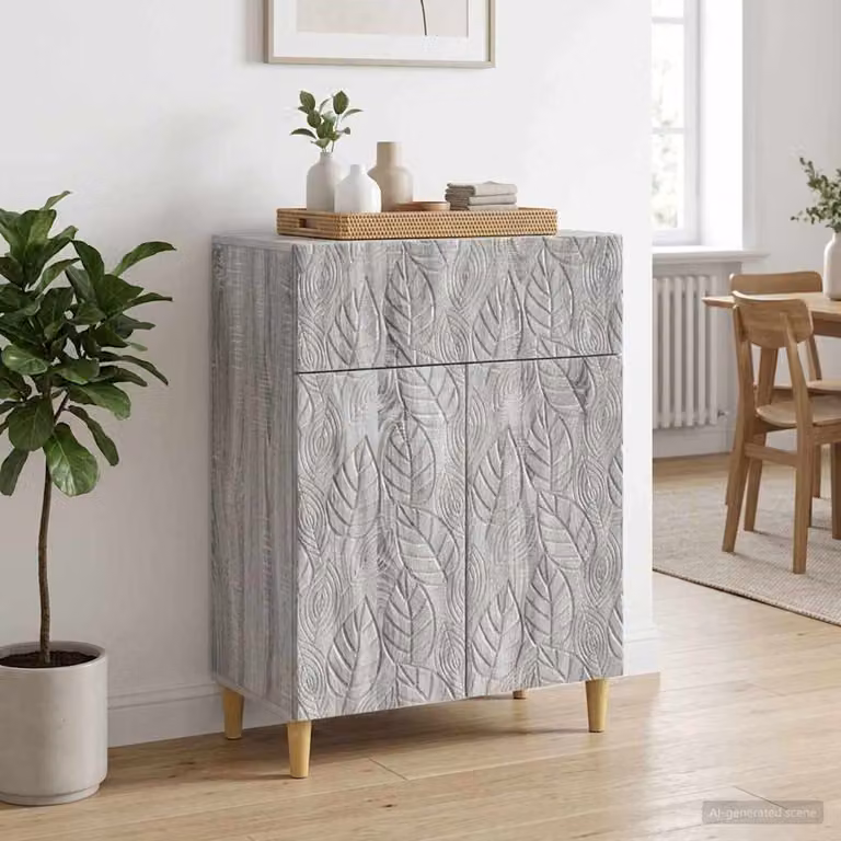Credenza vidaXL in legno ingegnerizzato Sonoma grigio, L: 66 cm, P: 34,5 cm, H: 90 cm