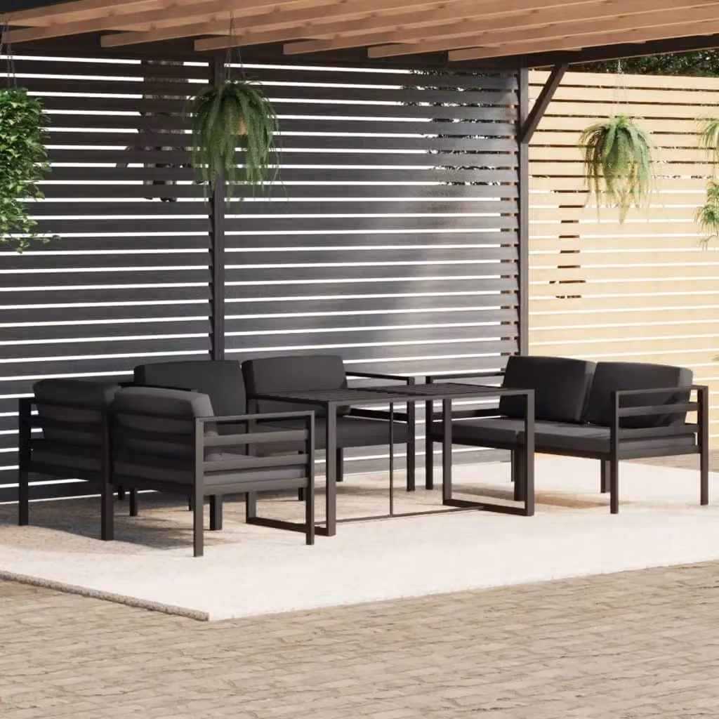 Maison Exclusive - Set da giardino 7 pezzi con cuscini in alluminio antracite