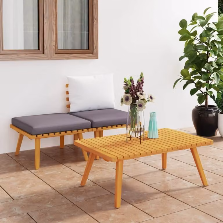 Maison Exclusive - Set da giardino 3 pezzi con cuscini in legno massello di acacia