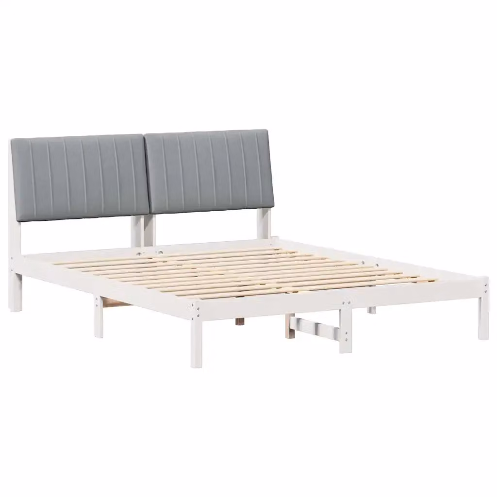 Struttura del letto moderna vidaXL in pino massello bianco 160 x 200 cm – 2