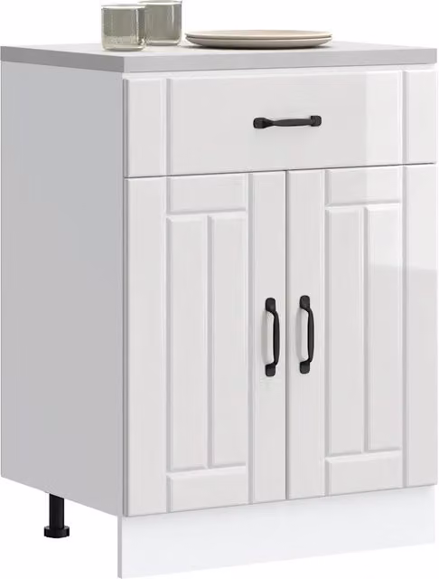 Mobile Base da Cucina Lucca Design Mania Bianco Lucido in Legno Multistrato L: 60 cm, P: 46 cm, H: 81,5 cm