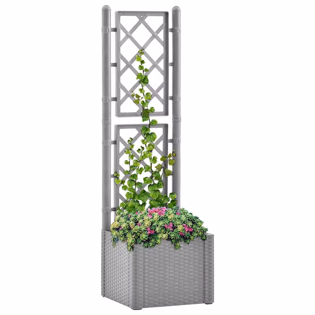 vidaXL Letto Rialzato da Giardino con Graticcio e Sistema di Irrigazione, Grigio