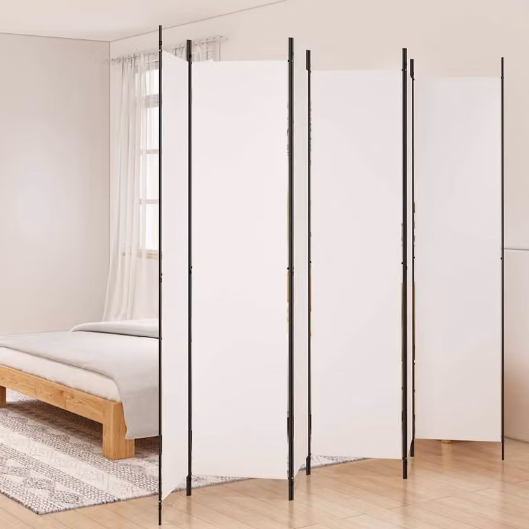 Divisorio a 4 Pannelli vidaXL Bianco in Tessuto L: 300 cm, H: 220 cm