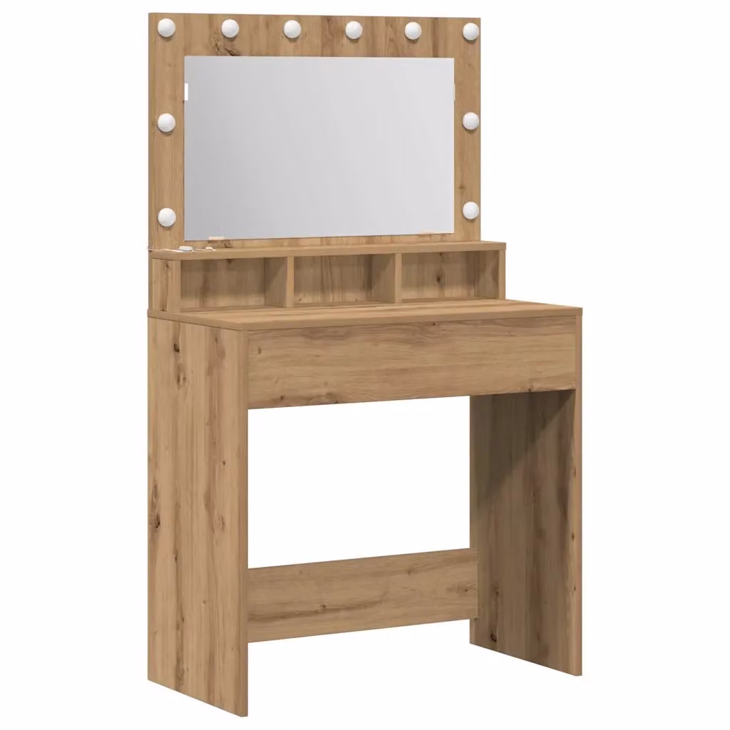 Tavolo da trucco moderno vidaXL in legno color rovere, L: 75,5 cm, P: 41 cm, H: 135 cm – 2