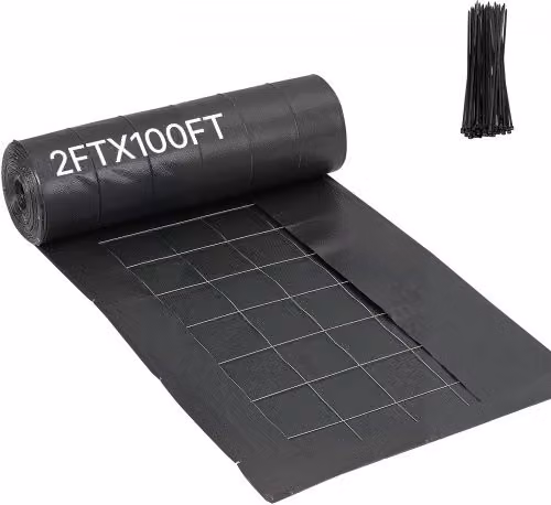 VEVOR Rotolo di Tessuto per Recinzione Contro il Limo in Acciaio e Plastica, Colore Nero, L/P/H: 0,6 x 30,48 m