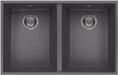 Lavello 2 vasche (77x46cm) QUADRA 340 SOTTOTOP Titanium Metal LMQ34073BSC