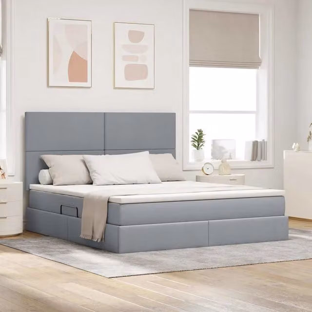 Letto con contenitore LED e materasso Grigio Chiaro 3372369