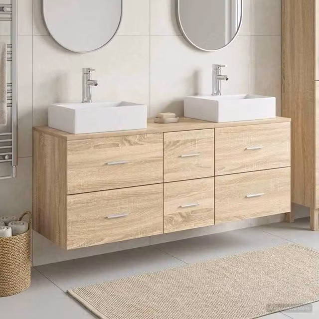 Set di Armadi da Bagno 3 pz Rovere Sonoma 129 x 41 x 79,5 cm 3405845
