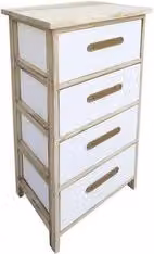 Cassettiera REKA con 4 cassetti in legno bianco opaco Larghezza: 40 cm