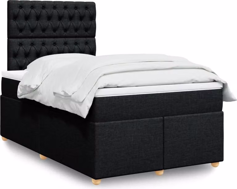 Maison Exclusive - Giroletto a Molle con Materasso Nero 120x200 cm in Tessuto