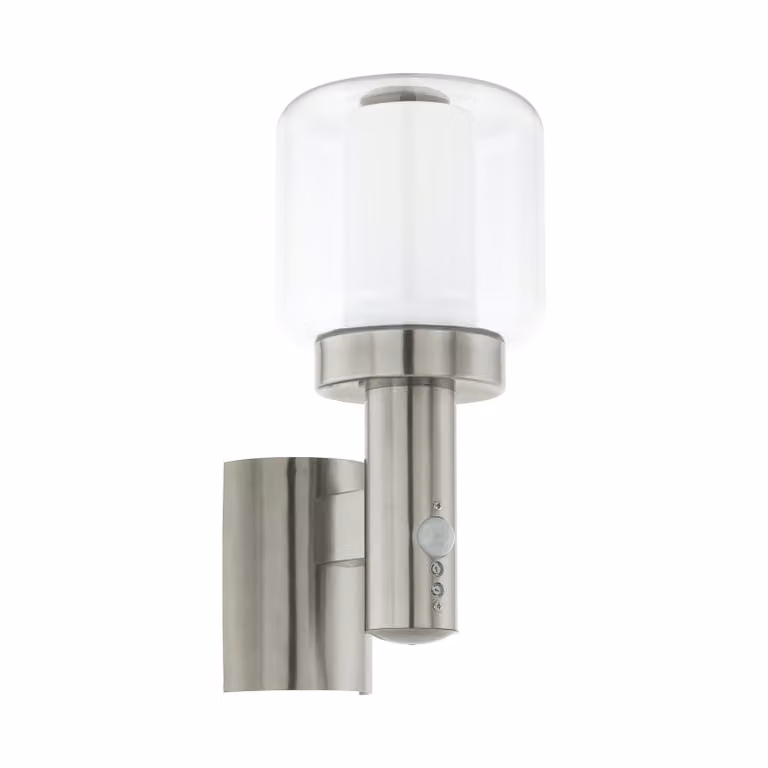 Eglo 95017 Poliento, lampada da parete per esterni con sensore in acciaio inox