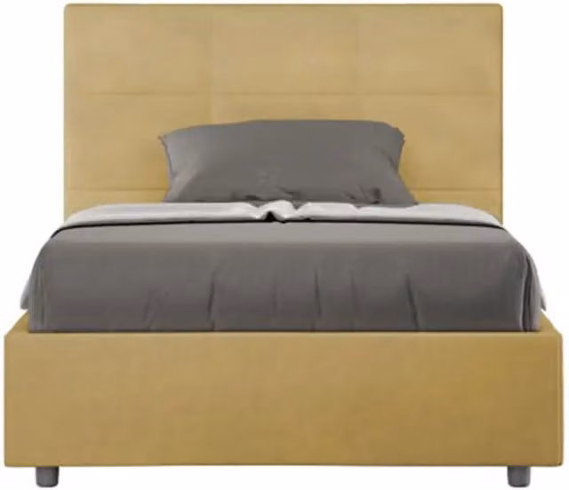 Letto contenitore una piazza e mezza Mika Ityhome imbottito in microfibra giallo L 120 cm x P 200 cm