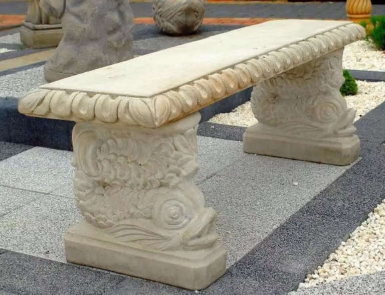 Panchina da giardino Casa Padrino in stile orientale bianco grigio 140 x 38 x h. 50 cm - Panchina da parco - Panchina da giardino - Mobili da giardino & Patio