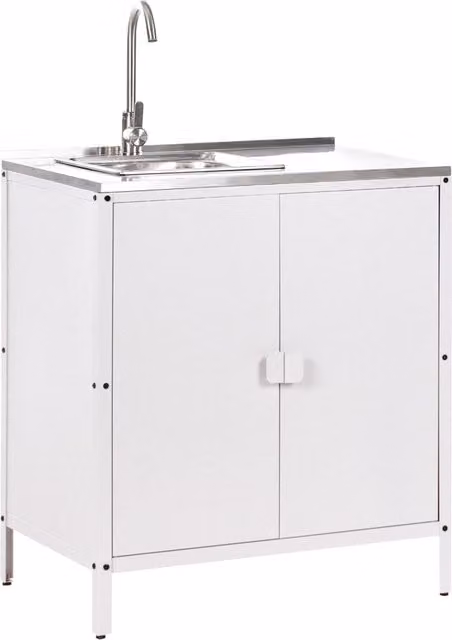 Mobiletto da giardino in acciaio con lavello e 2 ante ripiano in acciaio inox bianco cucina da giardino da pranzo