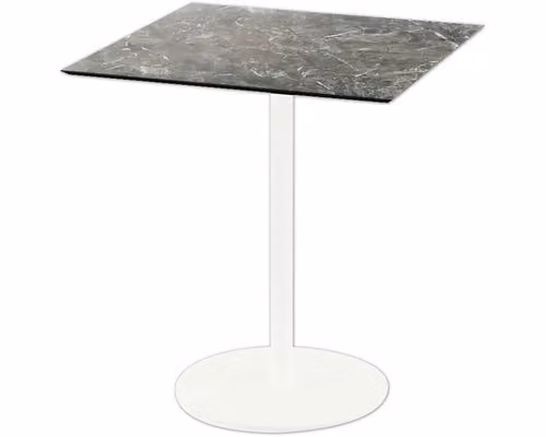Urban - Tavolo da terrazzo, struttura bianca + piano in HPL effetto marmo Galaxy, 70x70 cm, 1 pezzo