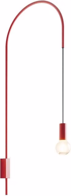 Zafferano - Lampada da Parete Filo, Orientabile 200°, Metallo Verniciato Lampadina E27 max 60W inclusa, H110cm - Rossa
