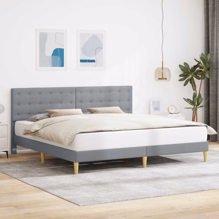 Struttura del letto imbottita vidaXL in tessuto grigio, L 180 x P 200 cm