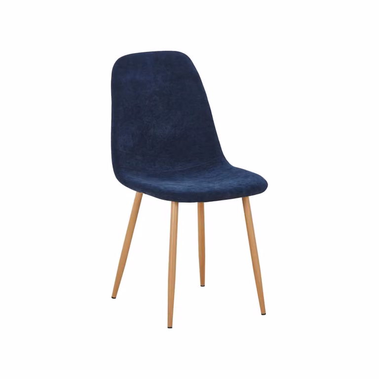Set di 2 sedie moderne SWEEEK in legno, metallo e tessuto blu per cucina e sala da pranzo