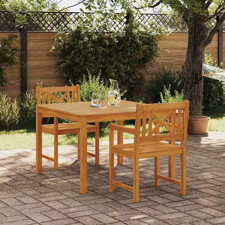 Maison Exclusive - Set da pranzo per esterno, 3 pezzi, legno massello di acacia, color marrone