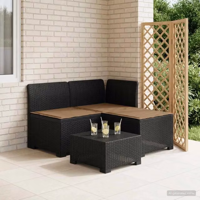 Divano da giardino 3 posti con cuscini in look rattan 3 posto 8011890