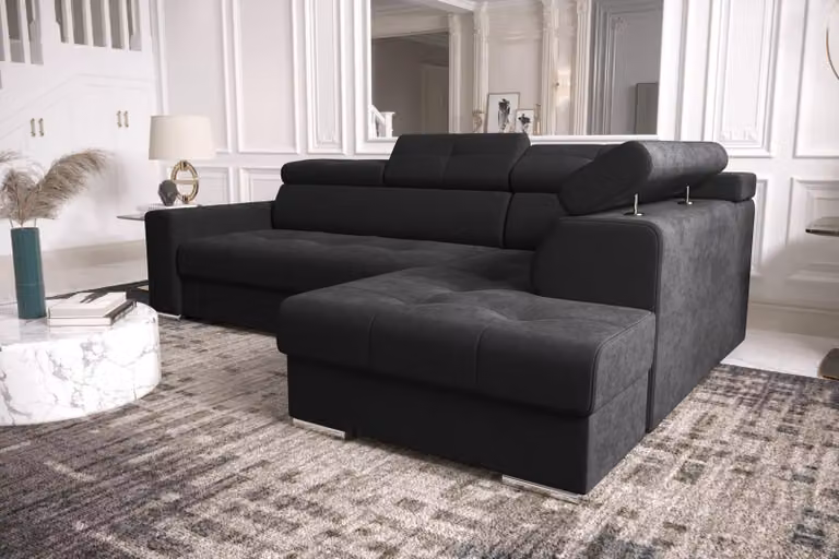Ecksofa L-Form Couch Polsterung Wohnzimmer Couchen Sofas Modern Schwarz Design