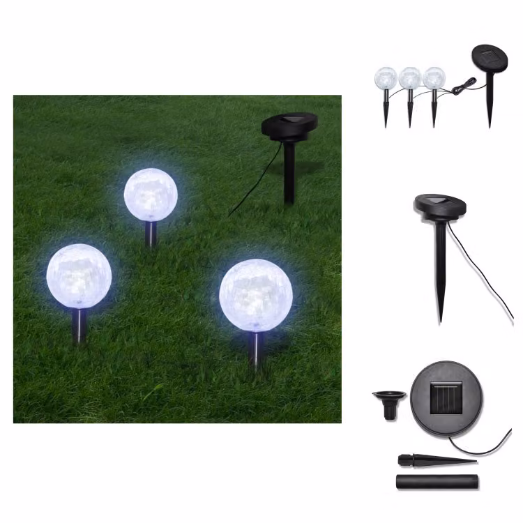 vidaXL Lampade da giardino a 3 LED con picchetto a terra e modulo solare - Illuminazione esterna