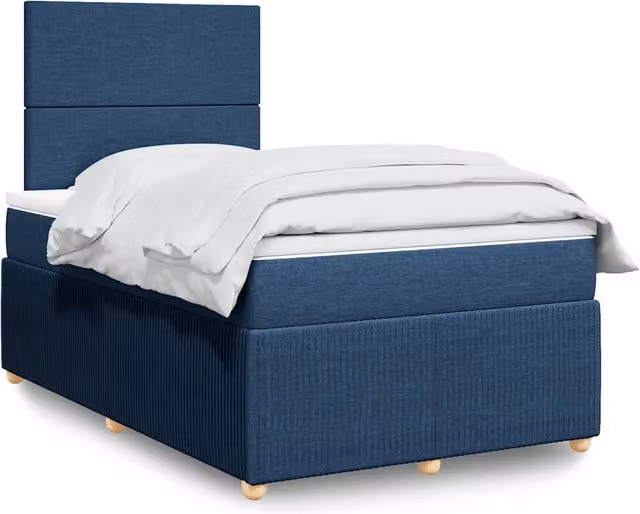 Letto con Giroletto a Molle e Materasso Ibrido vidaXL, Colore Blu e Bianco, L/P: 120 x 200 cm