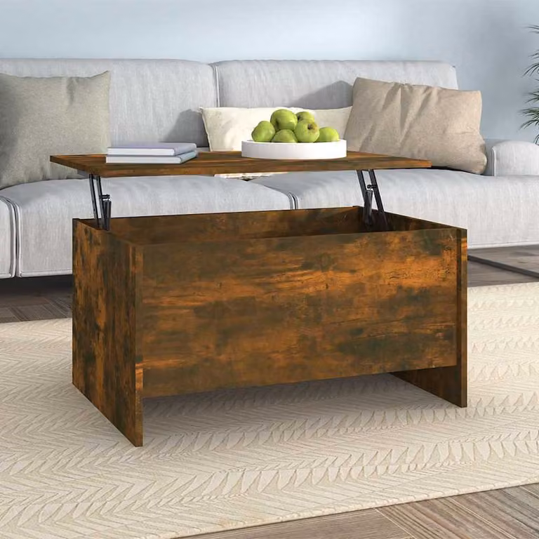 vidaXL Tavolino da salotto moderno in legno rovere color marrone con meccanismo sollevabile L: 80 cm, P: 55,5 cm, H: 41,5 cm