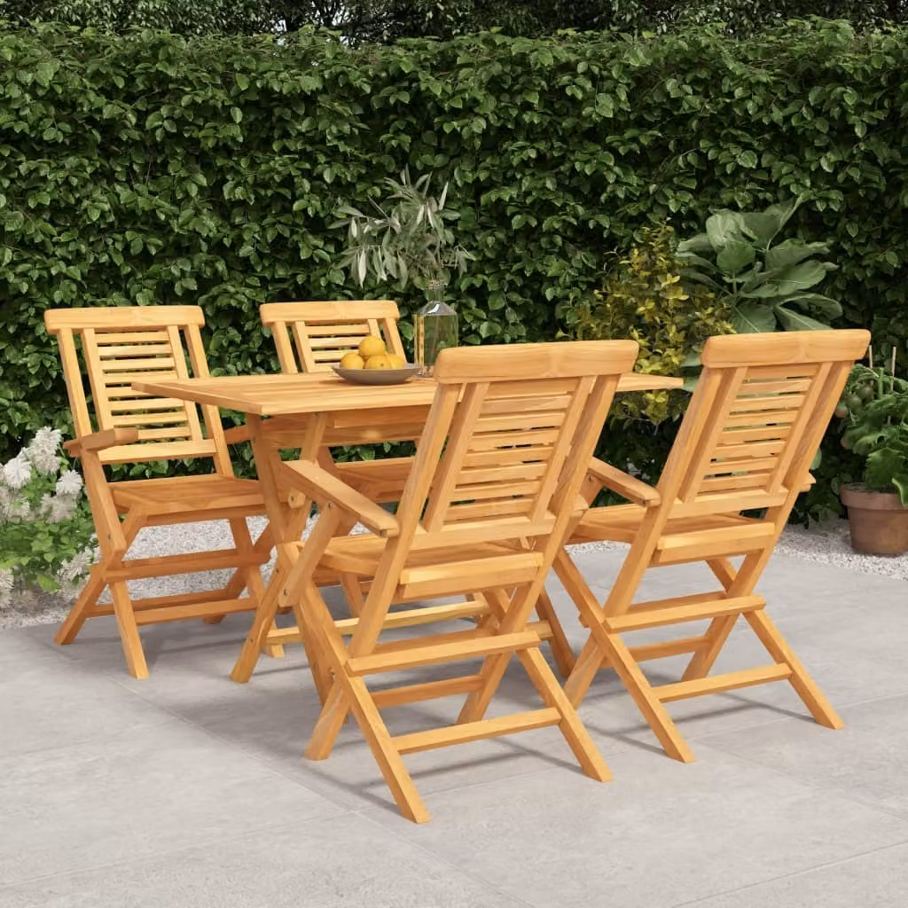 The Living Store 5 pezzi. Set da pranzo da giardino in legno massiccio teak