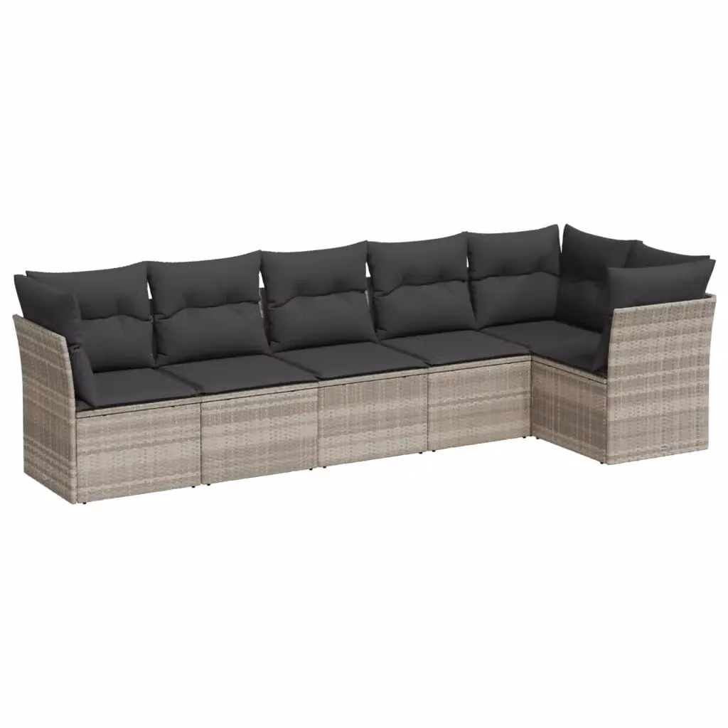 vidaXL Set Divano da Giardino a L in Polyrattan Grigio con Cuscini Imbottiti e Rivestimenti Rimovibili – 2
