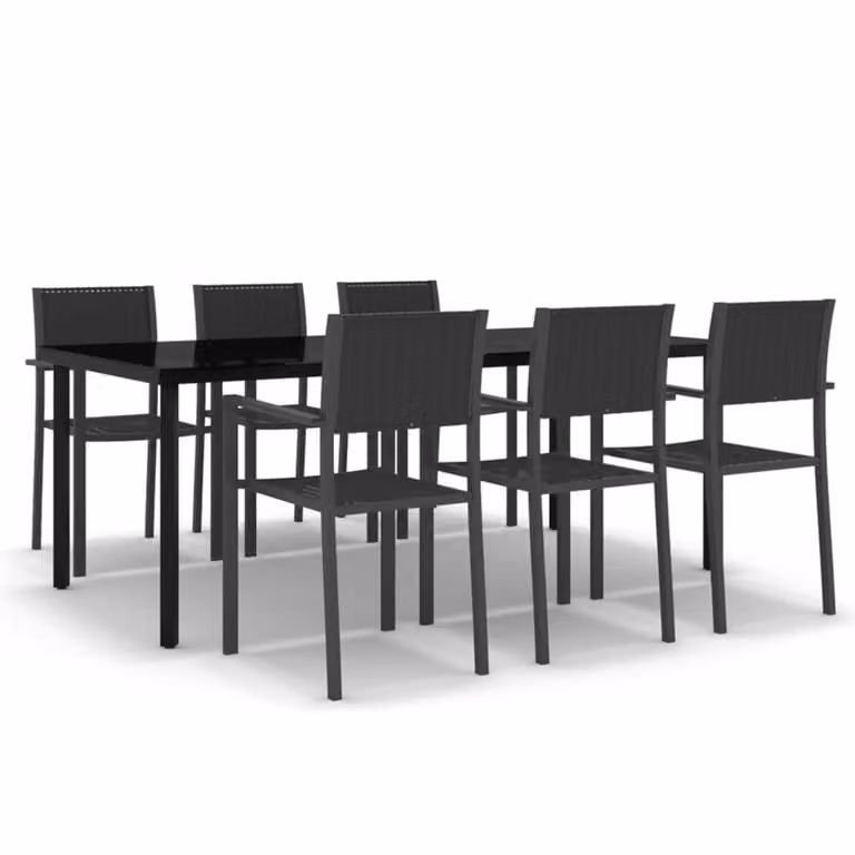 Set Mobili da Pranzo da Giardino 7 pz Nero