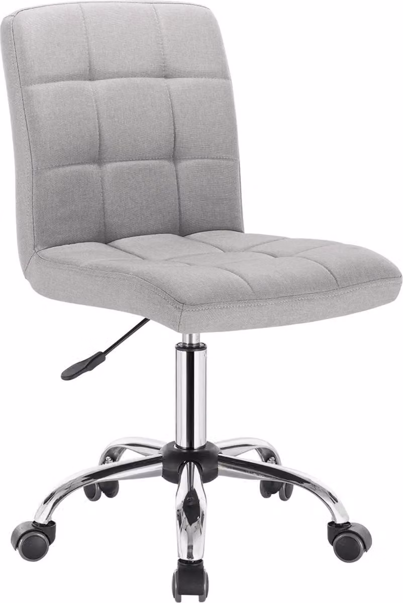 Sgabello da lavoro – Tessuto grigio – Regolabile in altezza – Ergonomico – Con rotelle