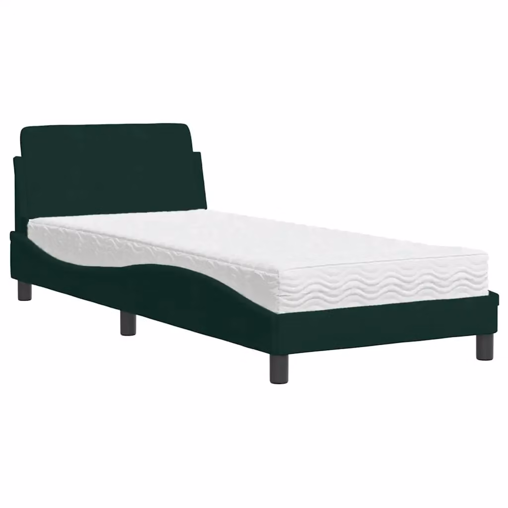 Letto con Materasso Dover vidaXL in Velluto Verde Scuro, L/P/H: 90 x 200 cm – 2