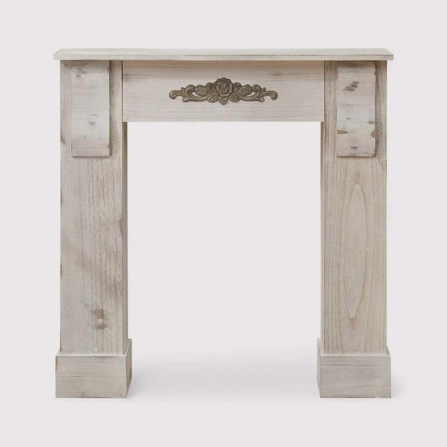 Ailanto - Cornice camino decorativa grigia in stile shabby