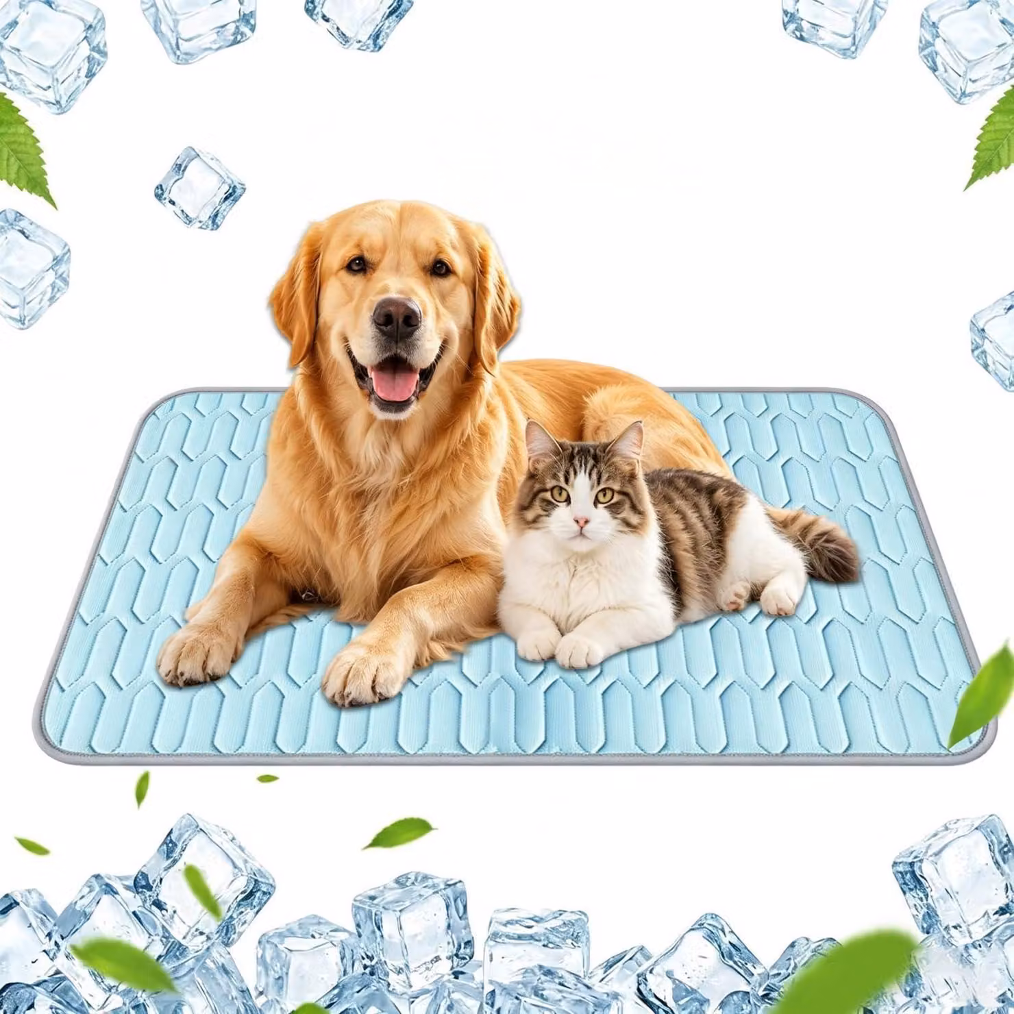 Tappetino refrigerante per cani e gatti, auto-raffreddante, traspirante, antiscivolo, lavabile, 50x70 cm