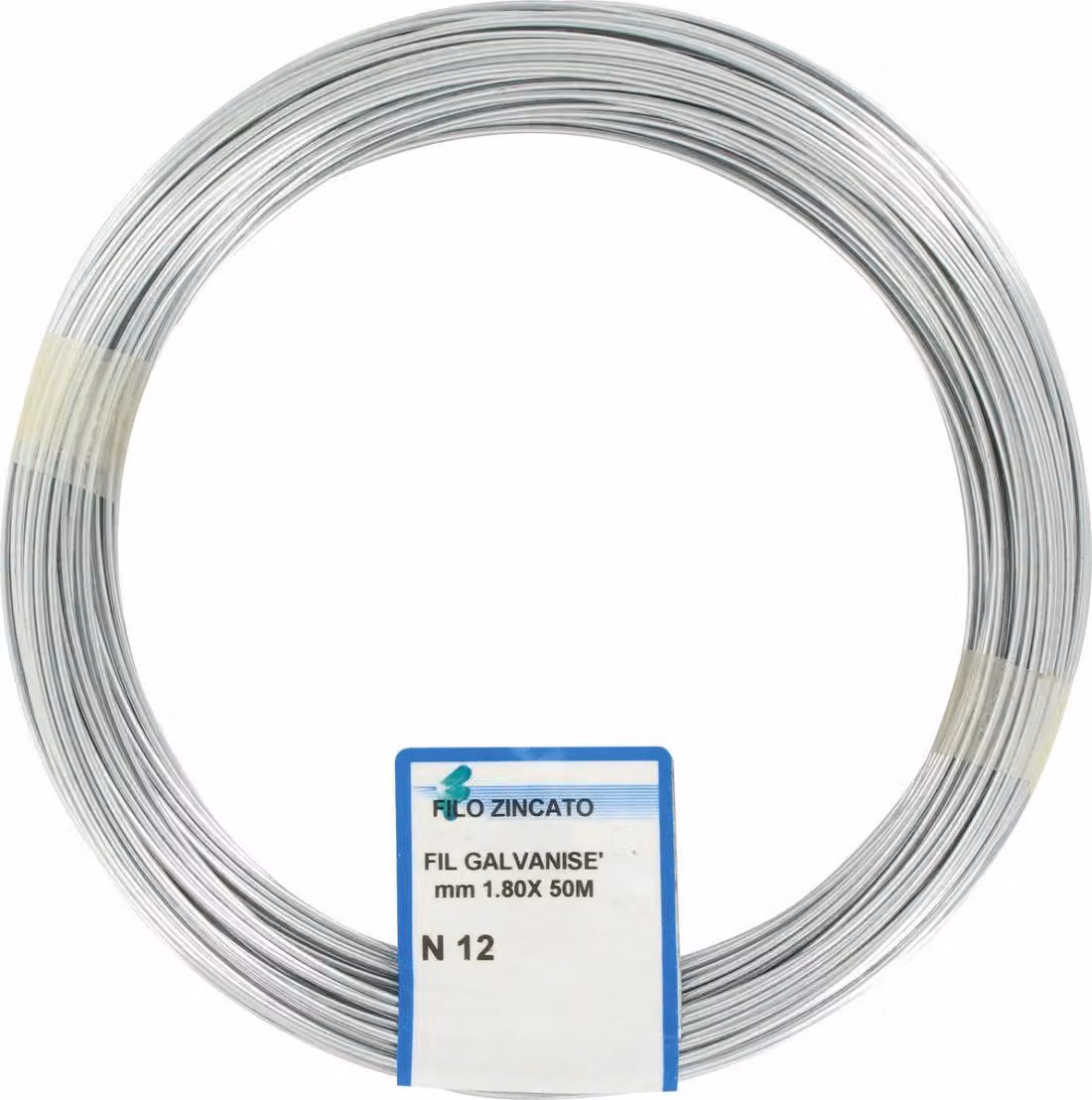 Bobina di filo zincato da 1,8 mm - Filo zincato resistente da 1,8 mm x 50 m - Filgraf
