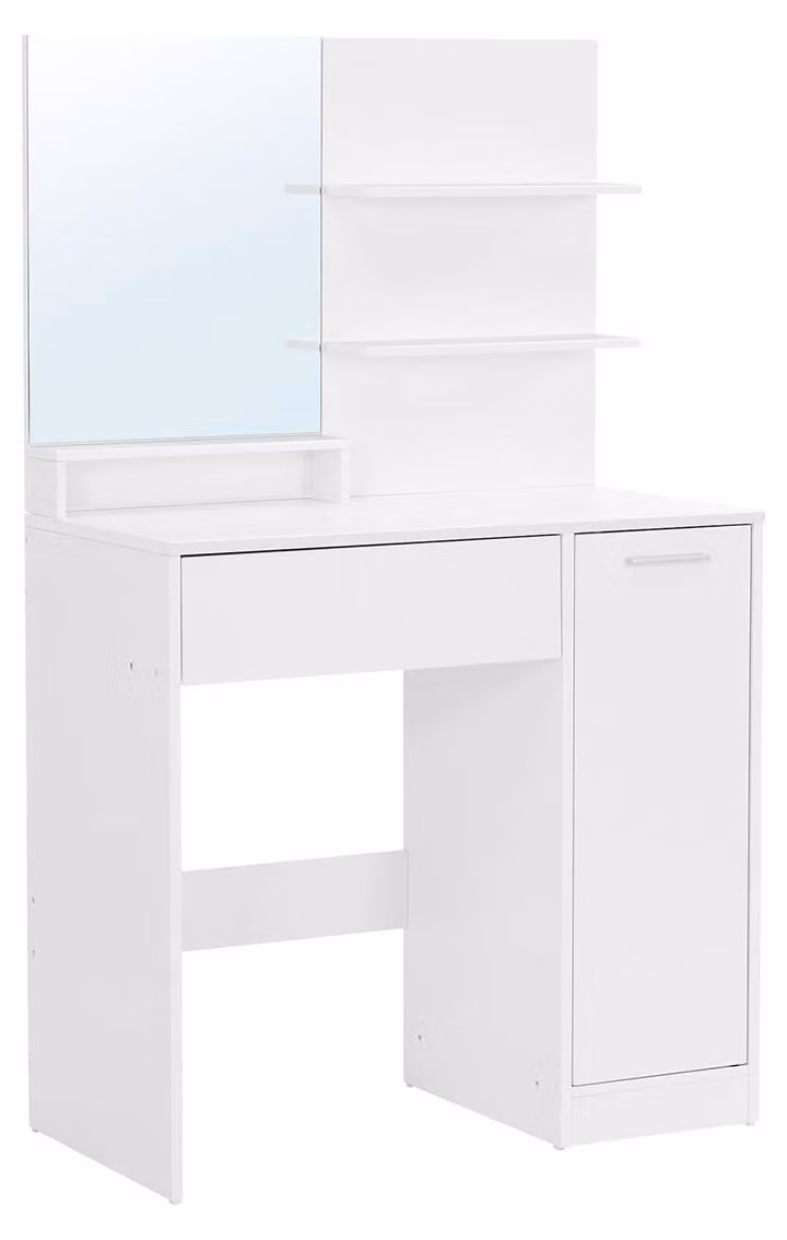 Comò bianco – Organizzatore per trucchi – Pannello truciolare – 80 x 40 x 132 cm